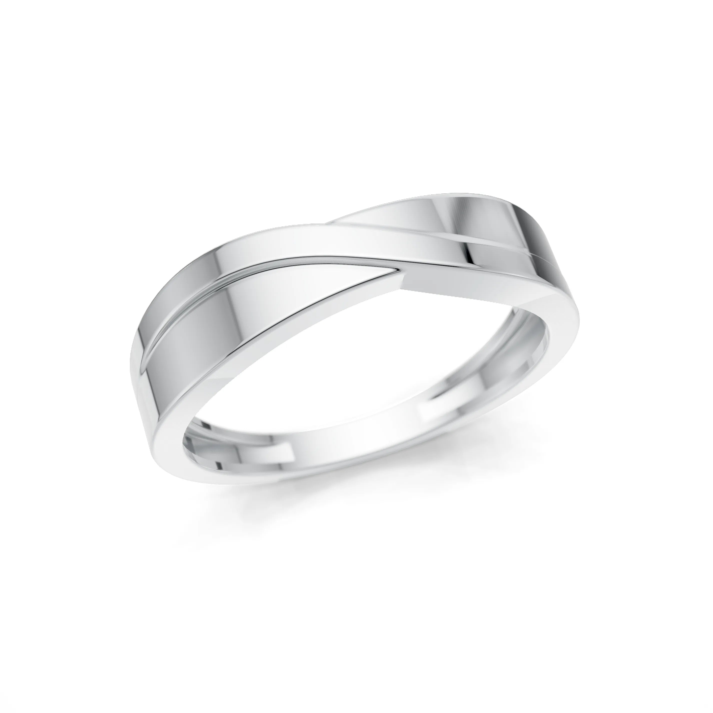 Pargold Solid Gold Modern Elegance Wave Band -Silver_Static_Silver