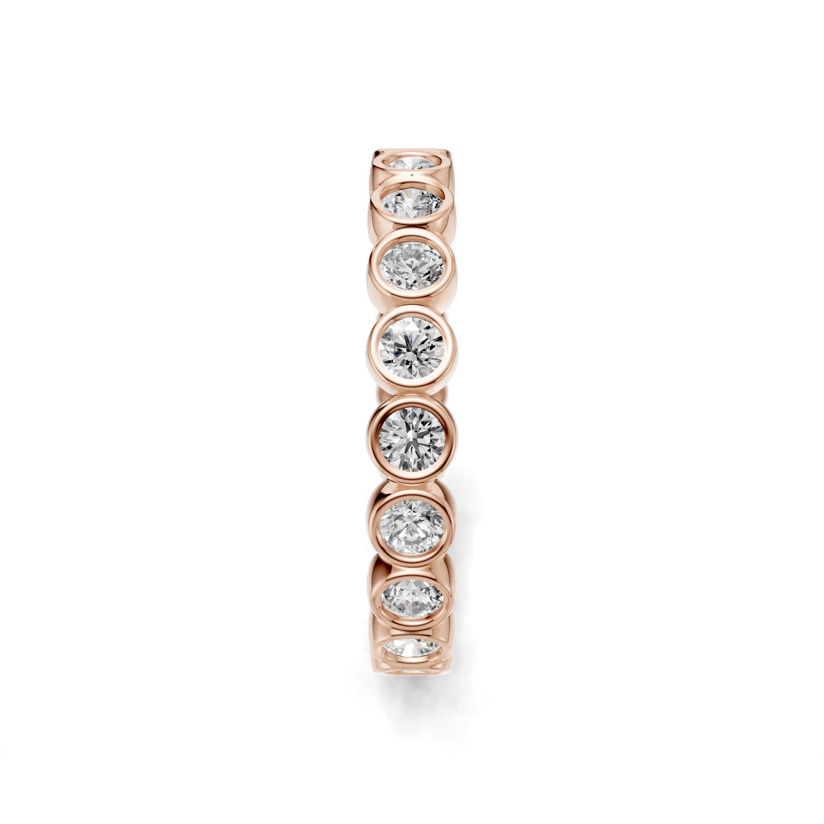 Pargold Solid Gold Geometric Bezel Set Eternity Ring -Rose_Diamond_Diamond_Static_Rose