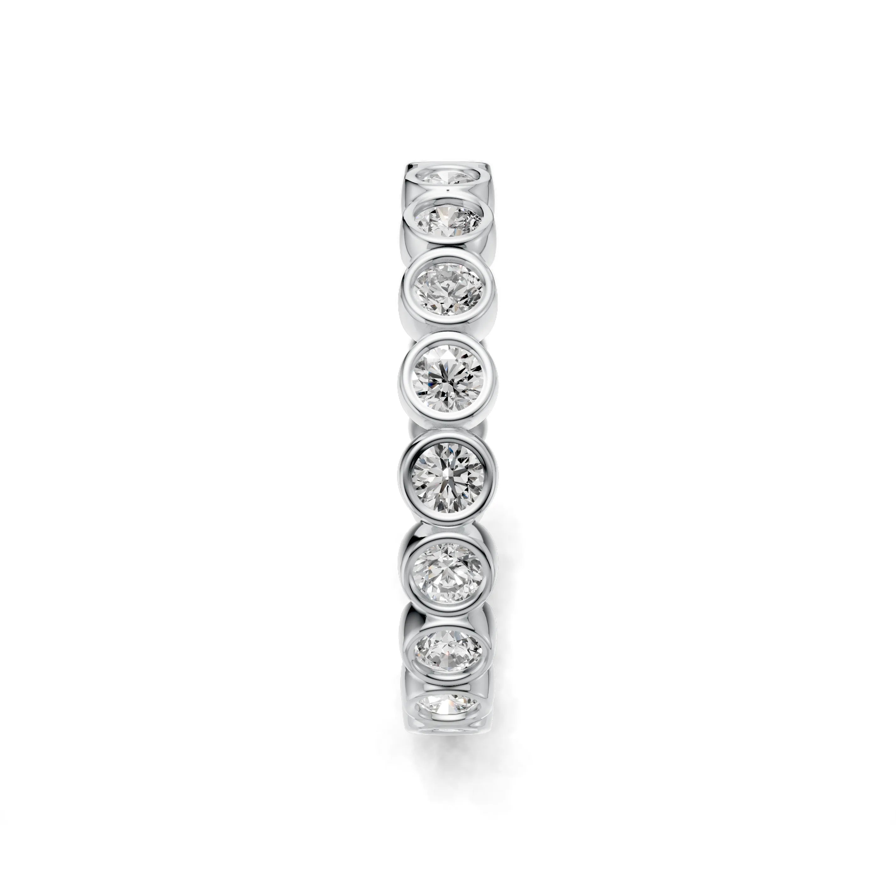 Pargold Solid Gold Geometric Bezel Set Eternity Ring -Silver_Diamond_Diamond_Static_Silver