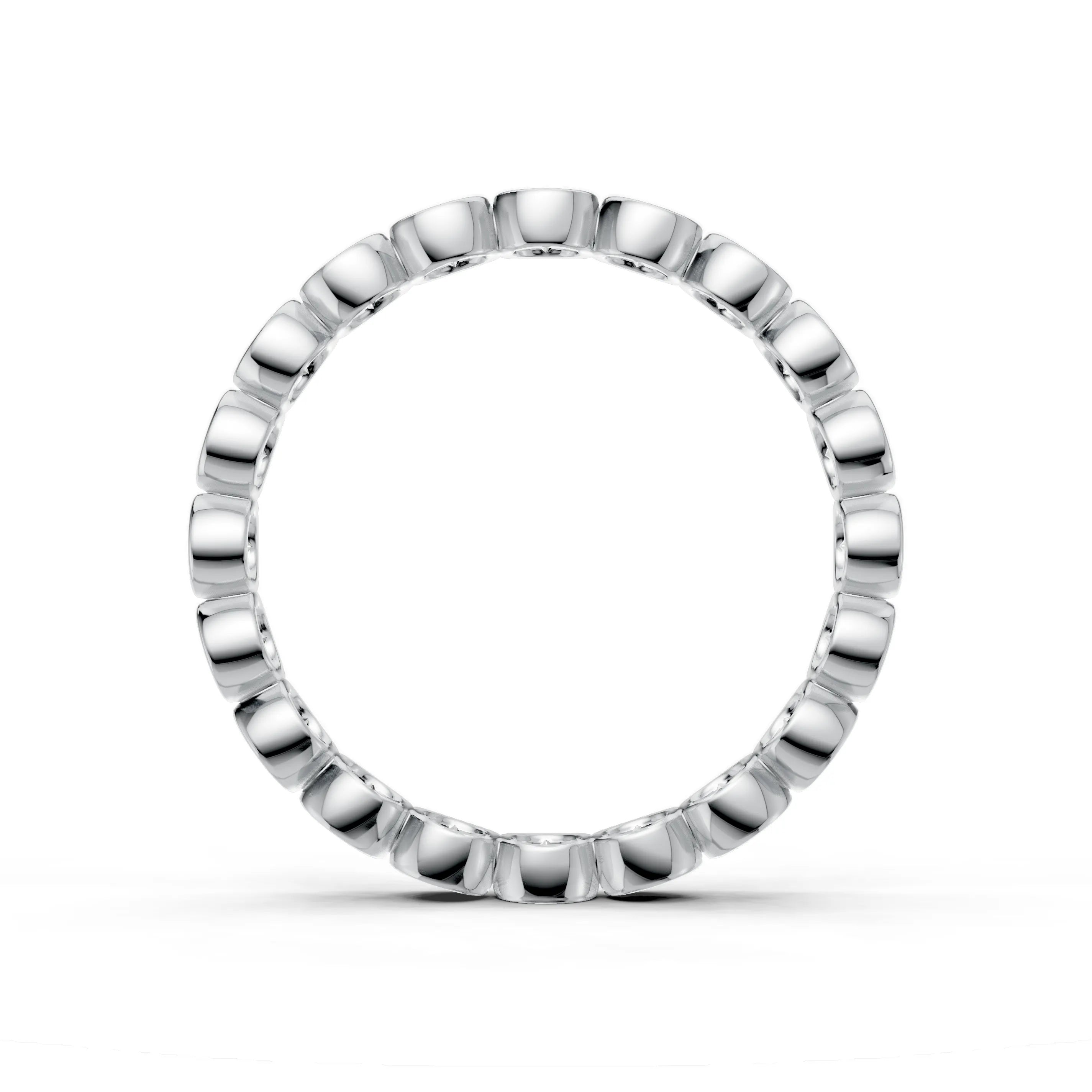 Pargold Solid Gold Geometric Bezel Set Eternity Ring -Silver_Diamond_Diamond_Static_Silver