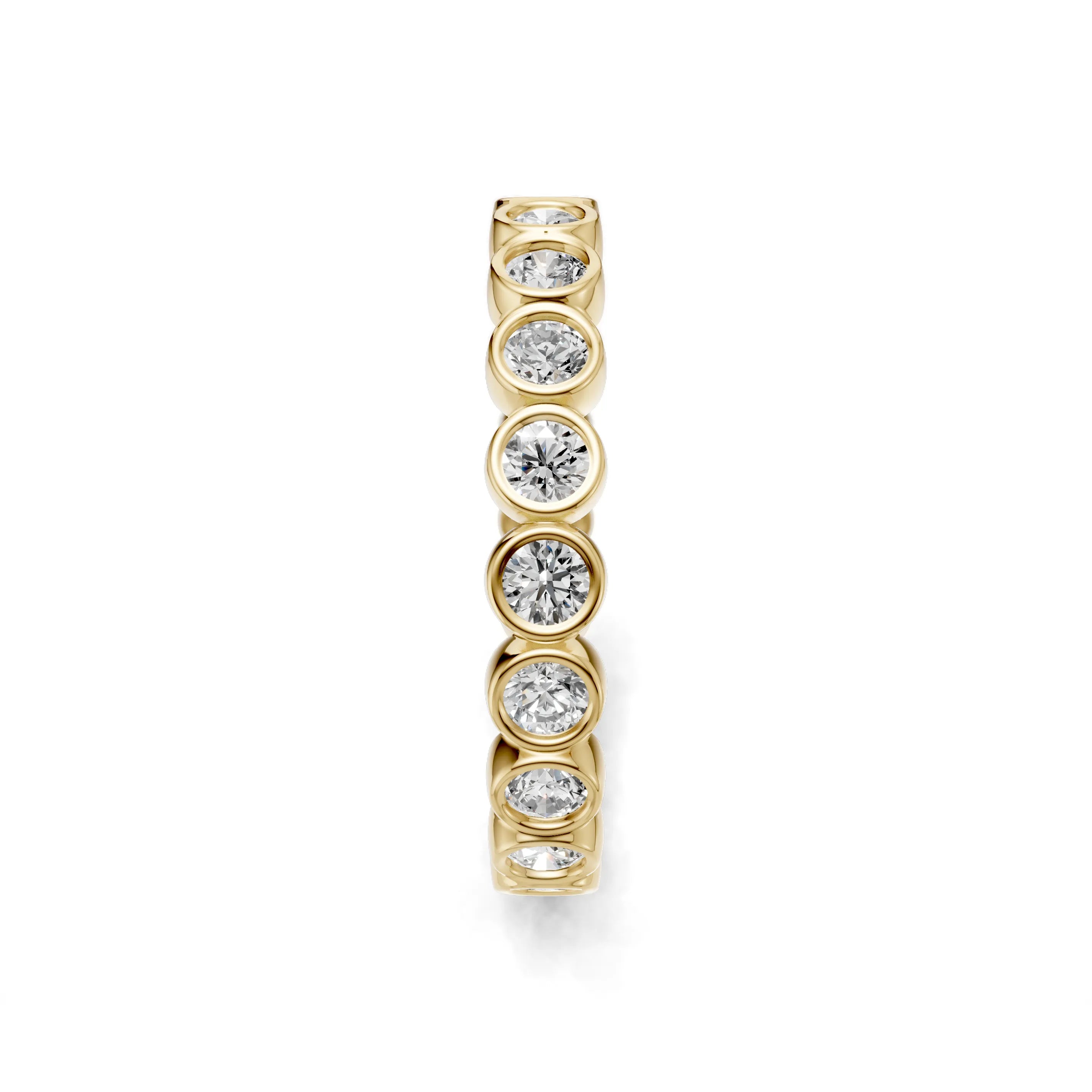 Pargold Solid Gold Geometric Bezel Set Eternity Ring -Gold_Diamond_Diamond_Static_Gold