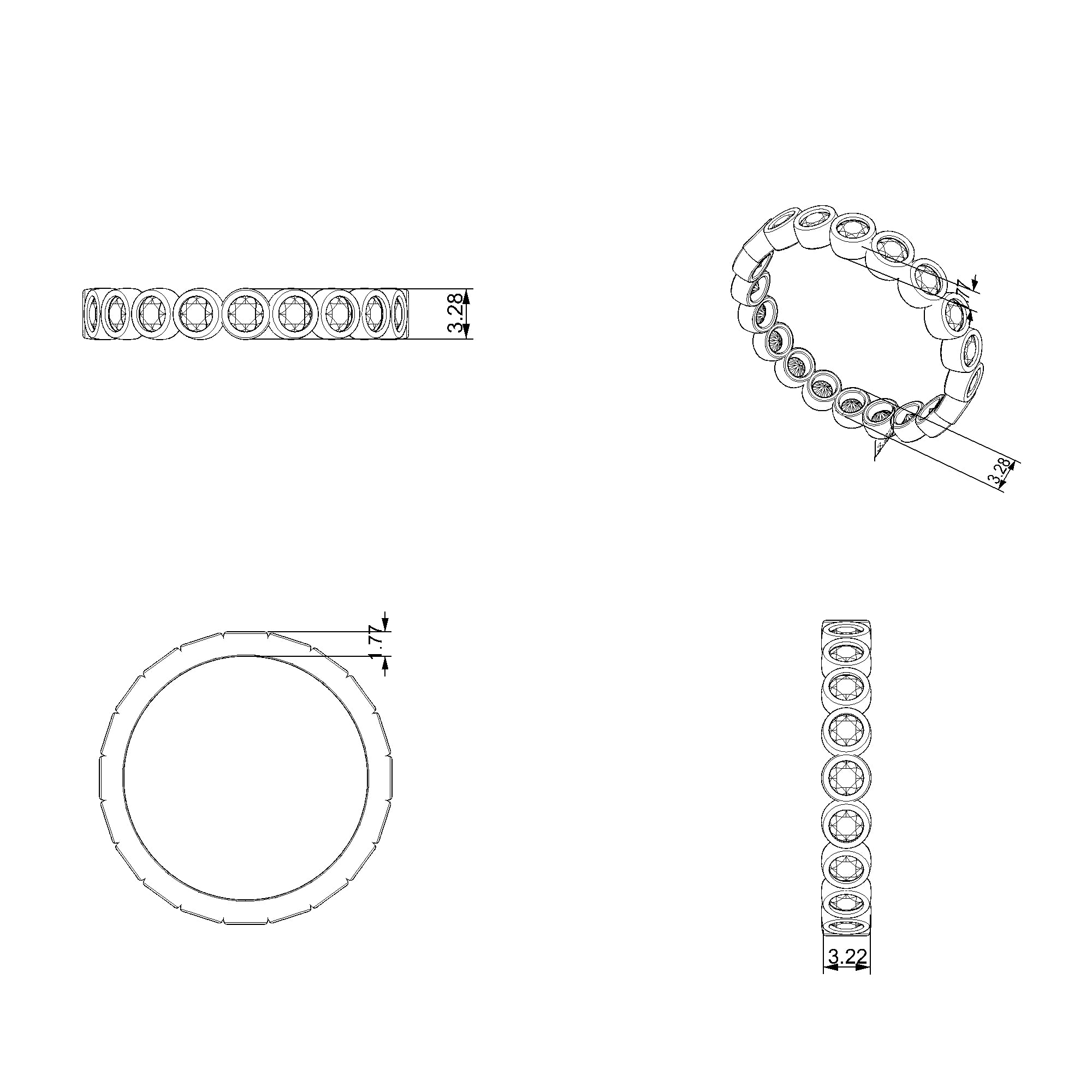 Pargold Solid Gold Geometric Bezel Set Eternity Ring -Static