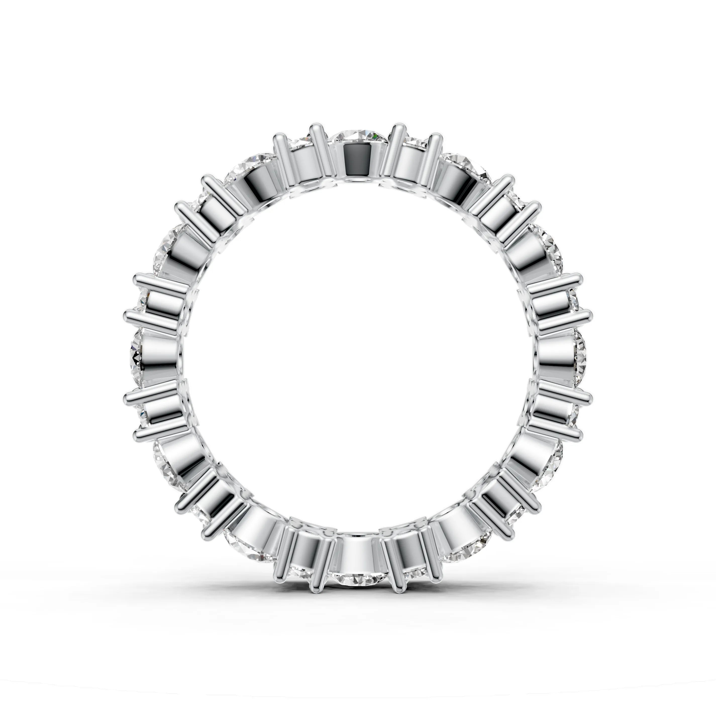 Pargold Solid Gold Round Cut Eternity Ring -Silver_Diamond_Diamond_Static_Silver